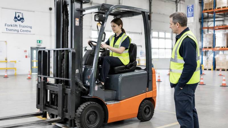 Forklift training course in progress
